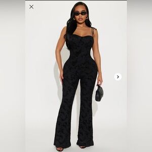 Fashion Nova Kelsea Floral Mesh Jumpsuit - Black/combo